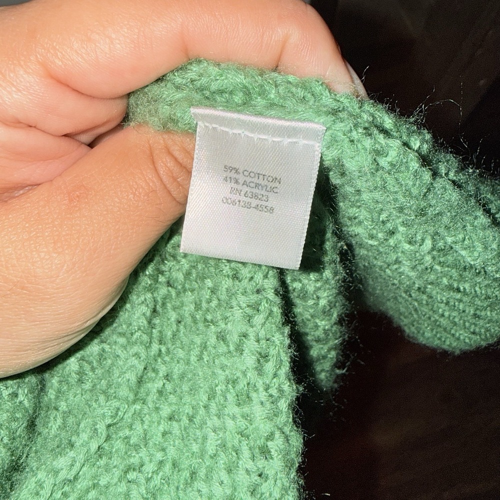 Christopher & Banks Green Medium Women's Knit Open Front Hooded Sweater - Picture 6 of 8